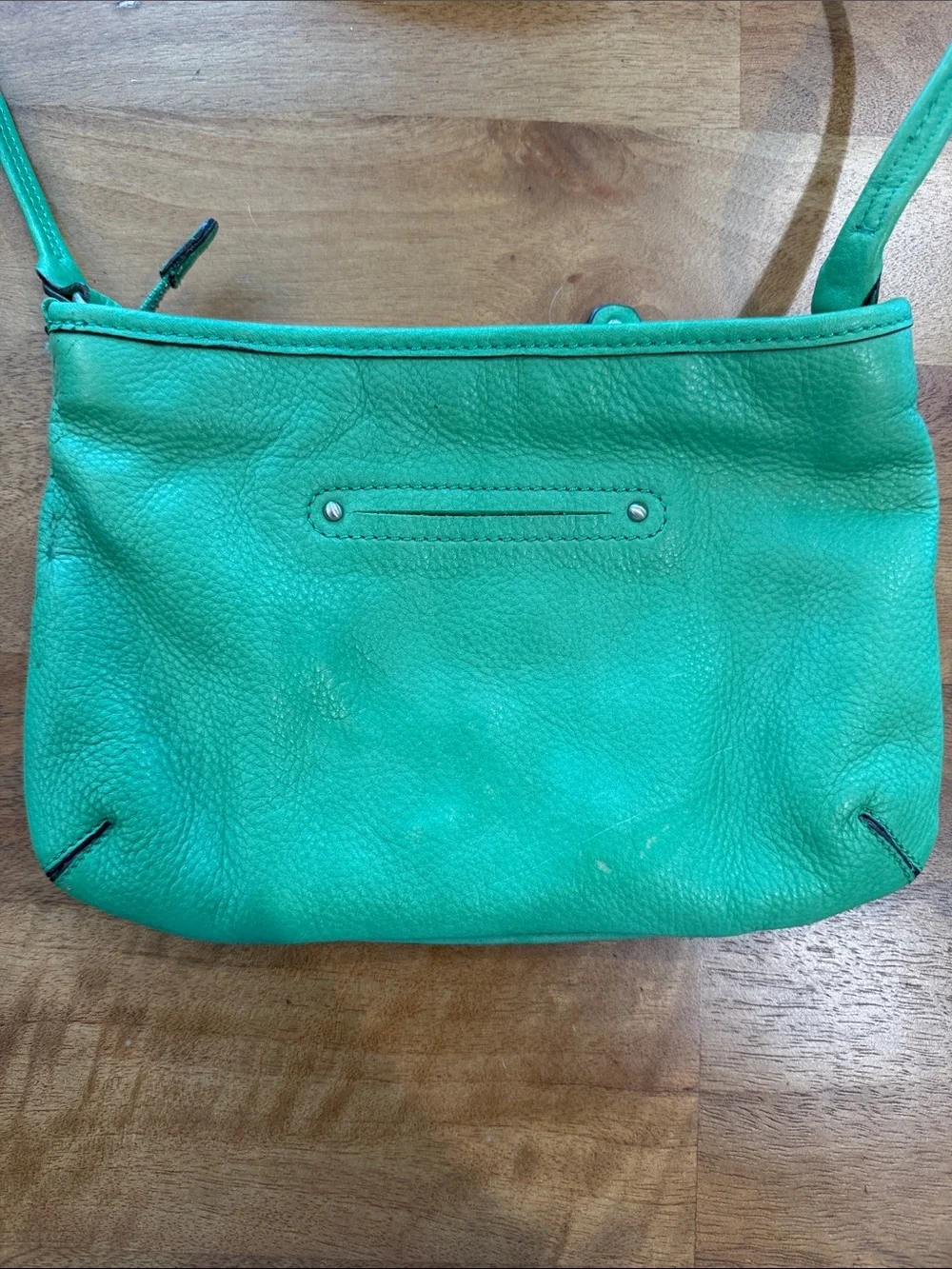 b. makowsky Green Leather Crossbody Bag with Silver Studs